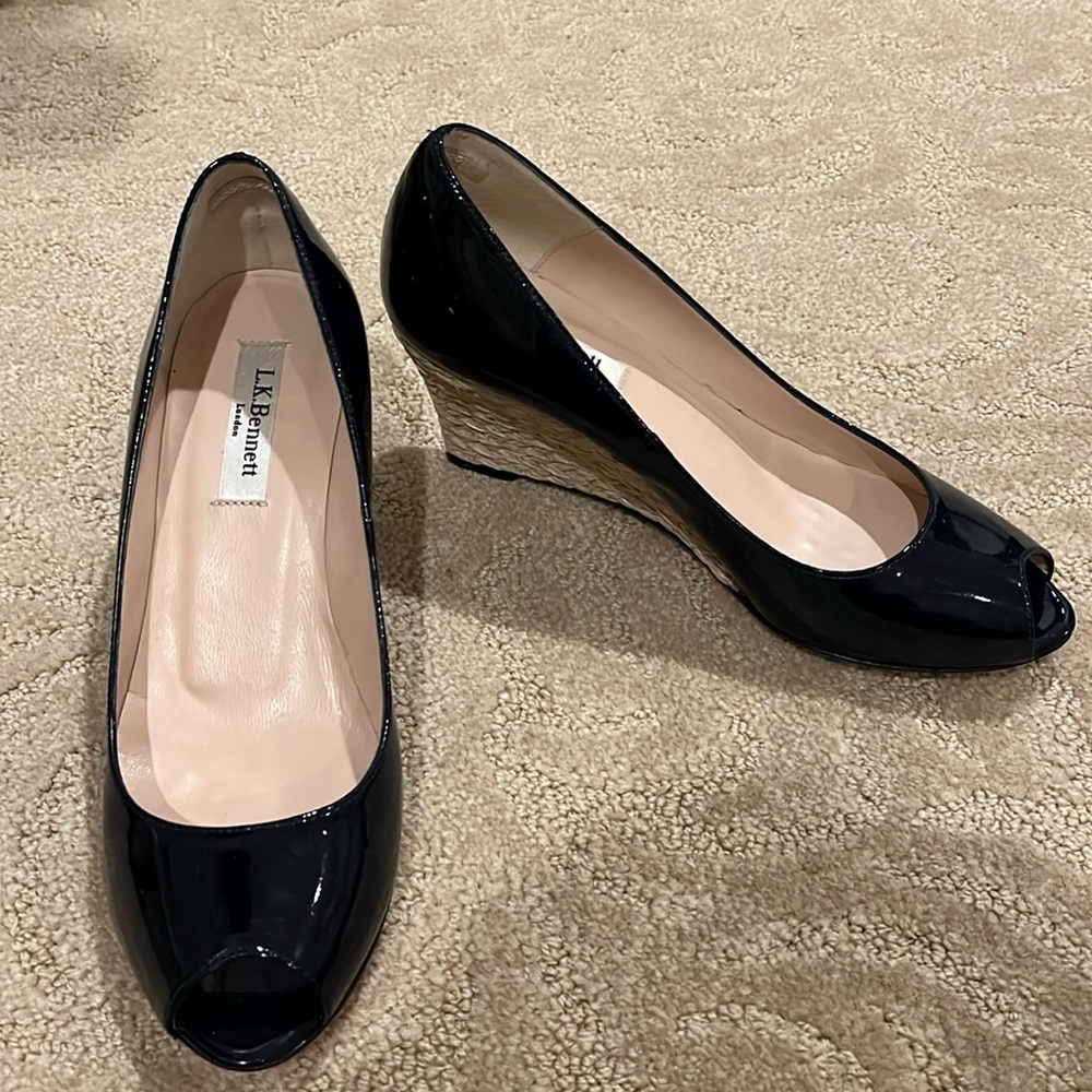Leather wedge heels